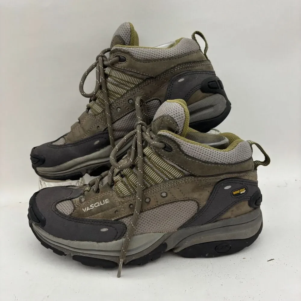 Vasque Womens 7.5 Gore-Tex Leather Hiking Shoes Vibram Trail Outdoor Brown